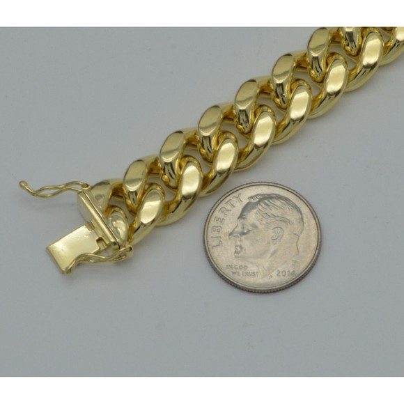 Mens 11mm 10k Real Yellow Gold Miami Cuban Curb Chain Bracelet. 8.5" 25.4gr - Picture 2 of 7